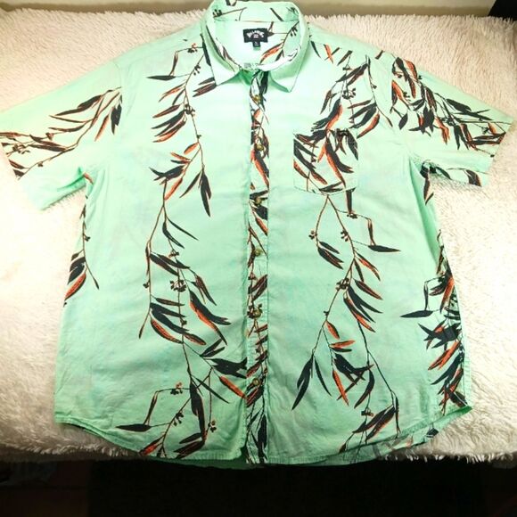 Billabong Sundays Short Sleeve Casual Button Down Shirt Floral 80s Surfer Mens L - Picture 6 of 9